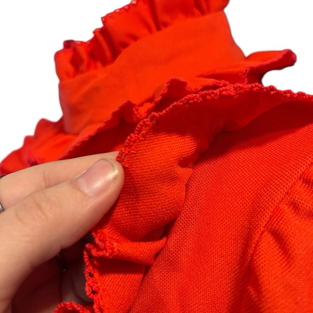 Vintage 70s JC Penney Red Ruffle Maxi Dress Sz M - Picture 8 of 16